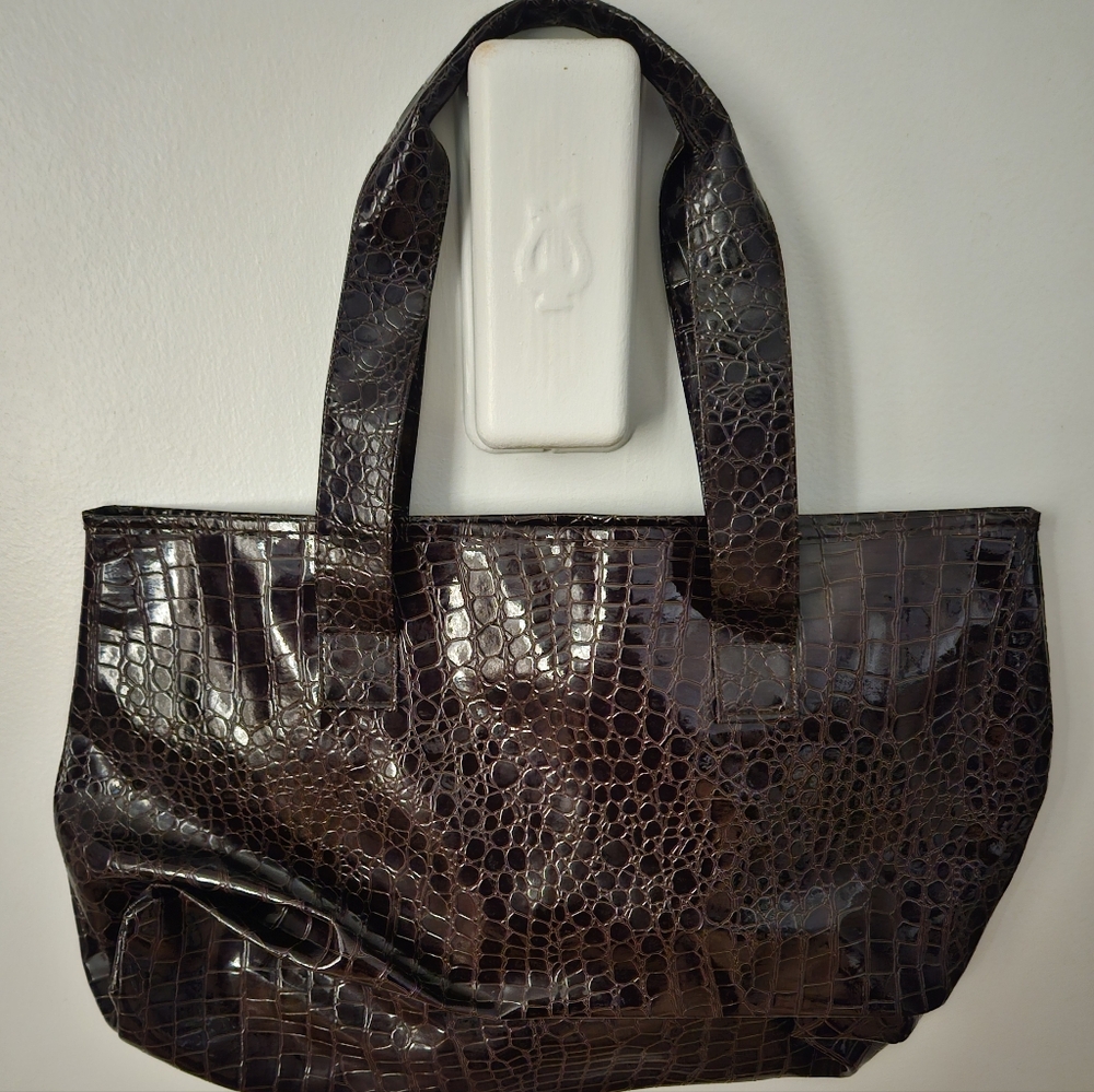 Brown Crocodile Tote Bag